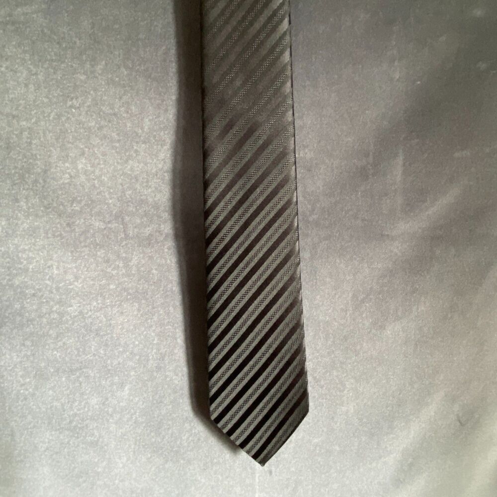 Black 100% Silk Handmade Diagonal Stripe Jacquard Tie Classic Formal